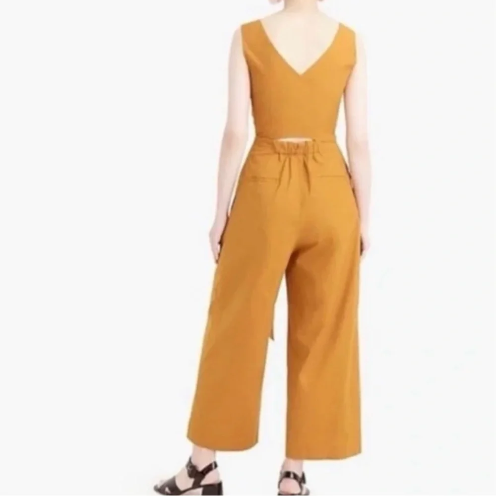 J. Crew Yellow Jumpsuit with Tie Waist and Cropped Wide-Leg - Picture 2 of 3